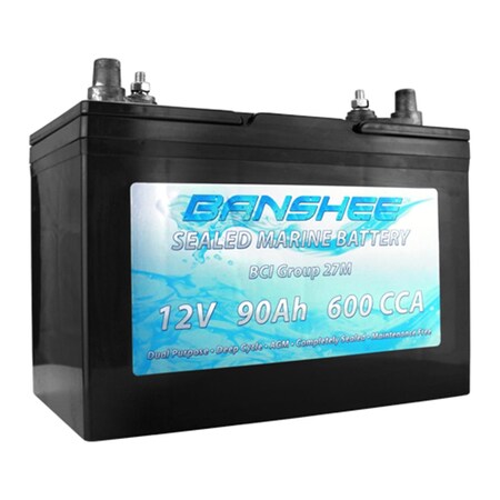 Plugit Group 27 Deep Cycle Sealed AGM Marine Battery PL3359731